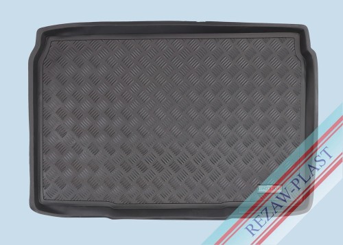 Trunk mat PE with rubber surface fits to: Opel CORSA F VI 2019 -, CORSA-e 2019 -, Peugeot 208 II 2019 -, e-208 2019 -