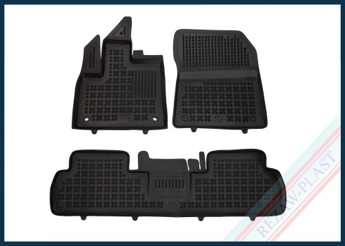 Floor mats black fit to: Citroen BERLINGO III 2018-2024, Fiat DOBLO III, e-DOBLO III 2022 -, Opel COMBO E 2018 -, Peugeot RIFTER 2018 -, e-RIFTER 2021 -,Toyota PROACE CITY VERSO 2019 -
