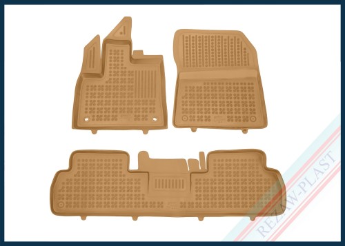 Floor mats beige fit to: Citroen BERLINGO III 2018-2024, Fiat DOBLO III, e-DOBLO III 2022 -, Opel COMBO E 2018 -, Peugeot RIFTER 2018 -, e-RIFTER 2021 -,Toyota PROACE CITY VERSO 2019 -