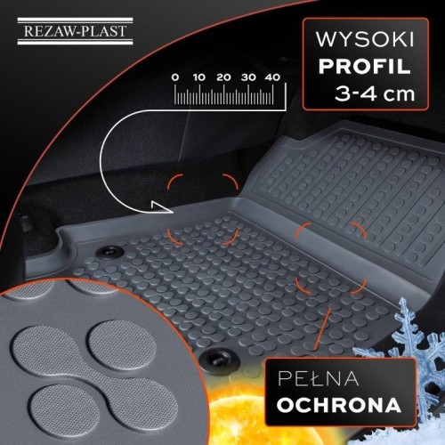 Dywaniki podłogowe szare pasują do: Citroen BERLINGO II 2008 - 2018, Peugeot PARTNER II 2008 - 2018