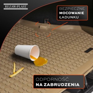 Mata bagażnika TPE (gumowa) beżowa pasuje do: Hyundai i20 II 2014 - 2020, i20 II ACTIVE 2015 - 2020