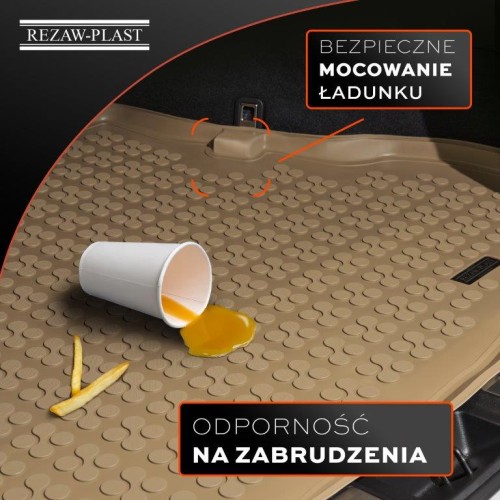 Mata bagażnika TPE (gumowa) beżowa pasuje do: Hyundai i20 II 2014 - 2020, i20 II ACTIVE 2015 - 2020