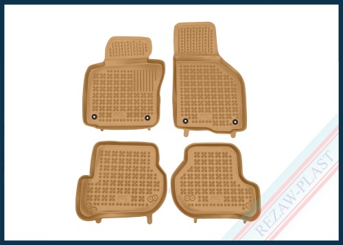 Floor mats beige fit to: Seat LEON II (MK2) 2005 - 2013, Skoda OCTAVIA II 2004 - 2013, Volkswagen GOLF V, VI 2003 - 2013, GOLF GTI 2007 - , JETTA V 2005 - 2011, SCIROCCO III 2008 - 2017
