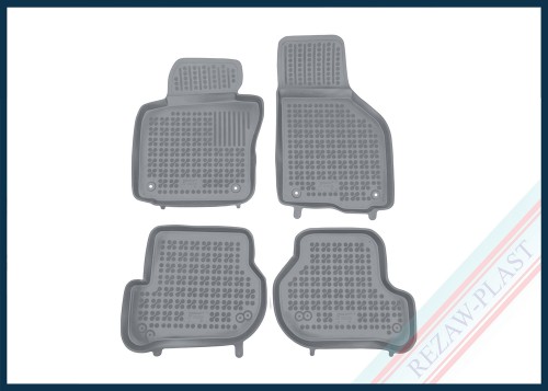 Floor mats grey fit to: Seat LEON II (MK2) 2005 - 2013, Skoda OCTAVIA II 2004 - 2013, Volkswagen GOLF V, VI 2003 - 2013, GOLF GTI 2007 - , JETTA V 2005 - 2011, SCIROCCO III 2008 - 2017