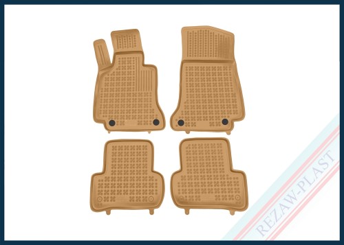 Dywaniki podłogowe beżowe pasują do: Mercedes W205, S205 C - KLASA 2014 - 2021