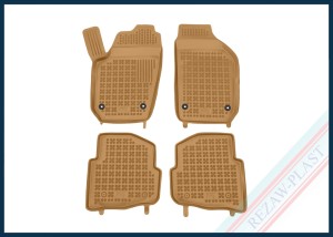 Dywaniki samochodowe TPE (gumowe) beżowe pasują do: Seat CORDOBA II 2003 - 2009, IBIZA III 2002 - 2008, Skoda FABIA I 1999 - 2007, Volkswagen POLO IV 2001 - 2009