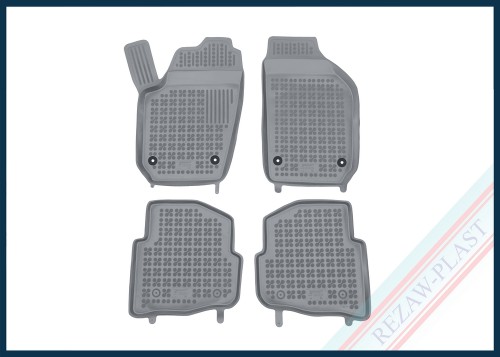 Dywaniki samochodowe TPE (gumowe) szare pasują do: Seat CORDOBA II 2003 - 2009, IBIZA III 2002 - 2008, Skoda FABIA I 1999 - 2007, Volkswagen POLO IV 2001 - 2009