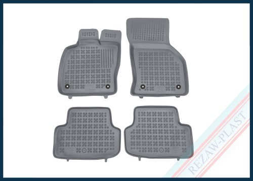 Dywaniki samochodowe TPE (gumowe) szare pasują do: Seat LEON III (MK3) SC 2013 - 2020, ST 2014 - 2020