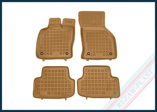 Dywaniki samochodowe TPE (gumowe) beżowe pasują do: Seat LEON III (MK3) SC 2013 - 2020, ST 2014 - 2020