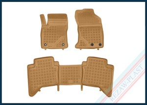Dywaniki samochodowe TPE (gumowe) beżowe pasują do: Toyota HILUX (AN120, AN130) 2015 -