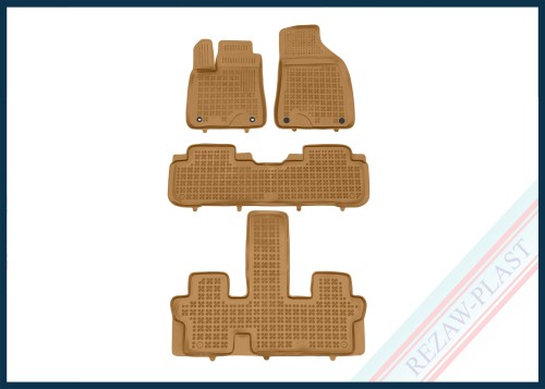 Dywaniki samochodowe TPE (gumowe) beżowe pasują do: Toyota HIGHLANDER III (XV50) 2013 - 2019