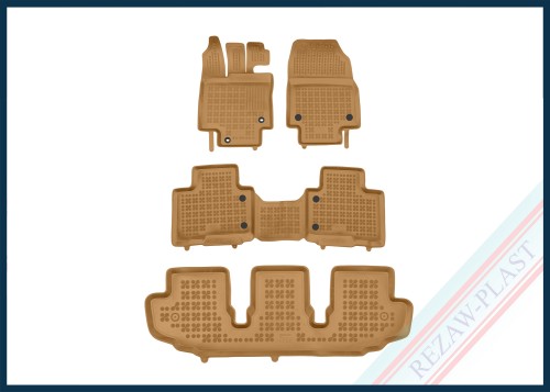 Dywaniki samochodowe TPE (gumowe) beżowe pasują do: Toyota HIGHLANDER IV (XU70) 2019 -