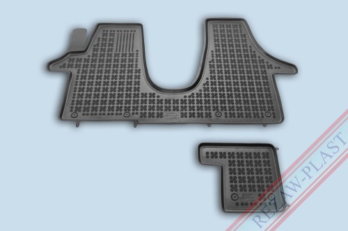 Dywaniki podłogowe czarne pasują do: Volkswagen TRANSPORTER T5 CARAVELLE 2003 - 2015, T6 2015 - 2019, T6.1 2019 -