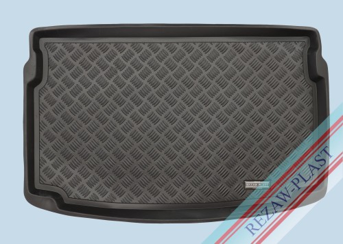 Trunk mat PE with rubber surface fits to: Volkswagen POLO VI 2017 -